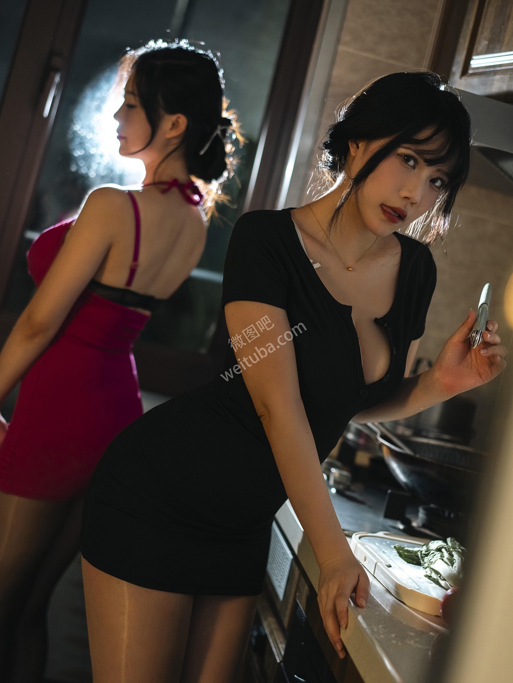 抖娘利世&沐棉吖-闺蜜厨房[76P+1V] 稀缺图包 预览1图