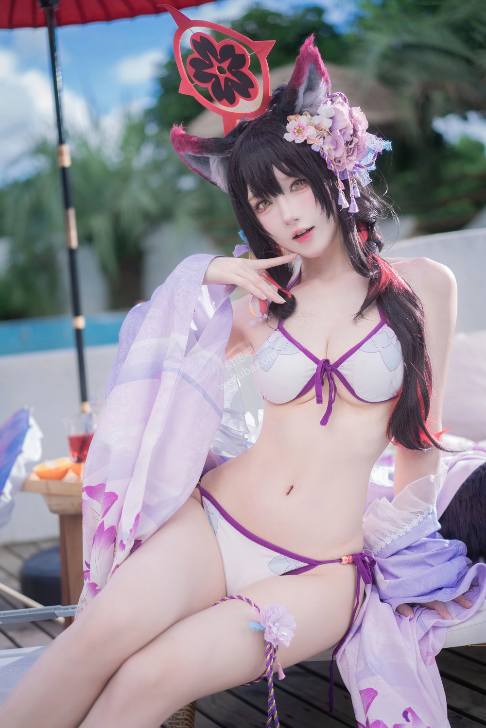 阿包也是兔娘-蔚蓝档案-狐坂若藻泳装[32P] 稀缺图包 预览1图