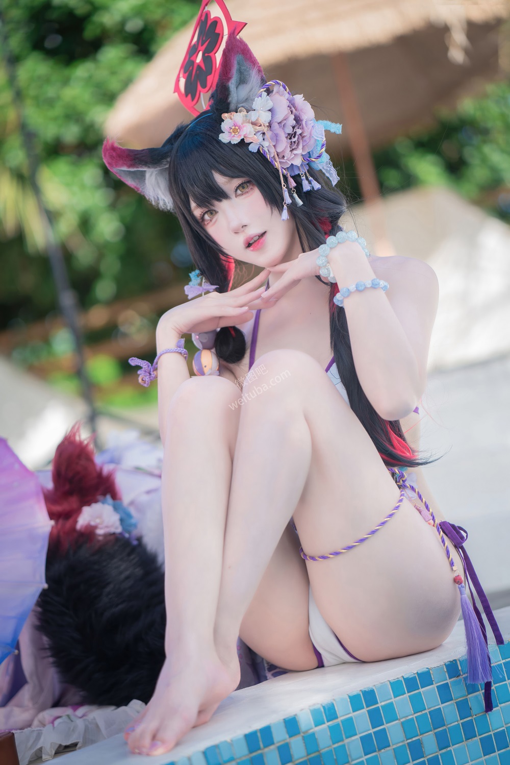 阿包也是兔娘-蔚蓝档案-狐坂若藻泳装[32P] 稀缺图包 预览3图