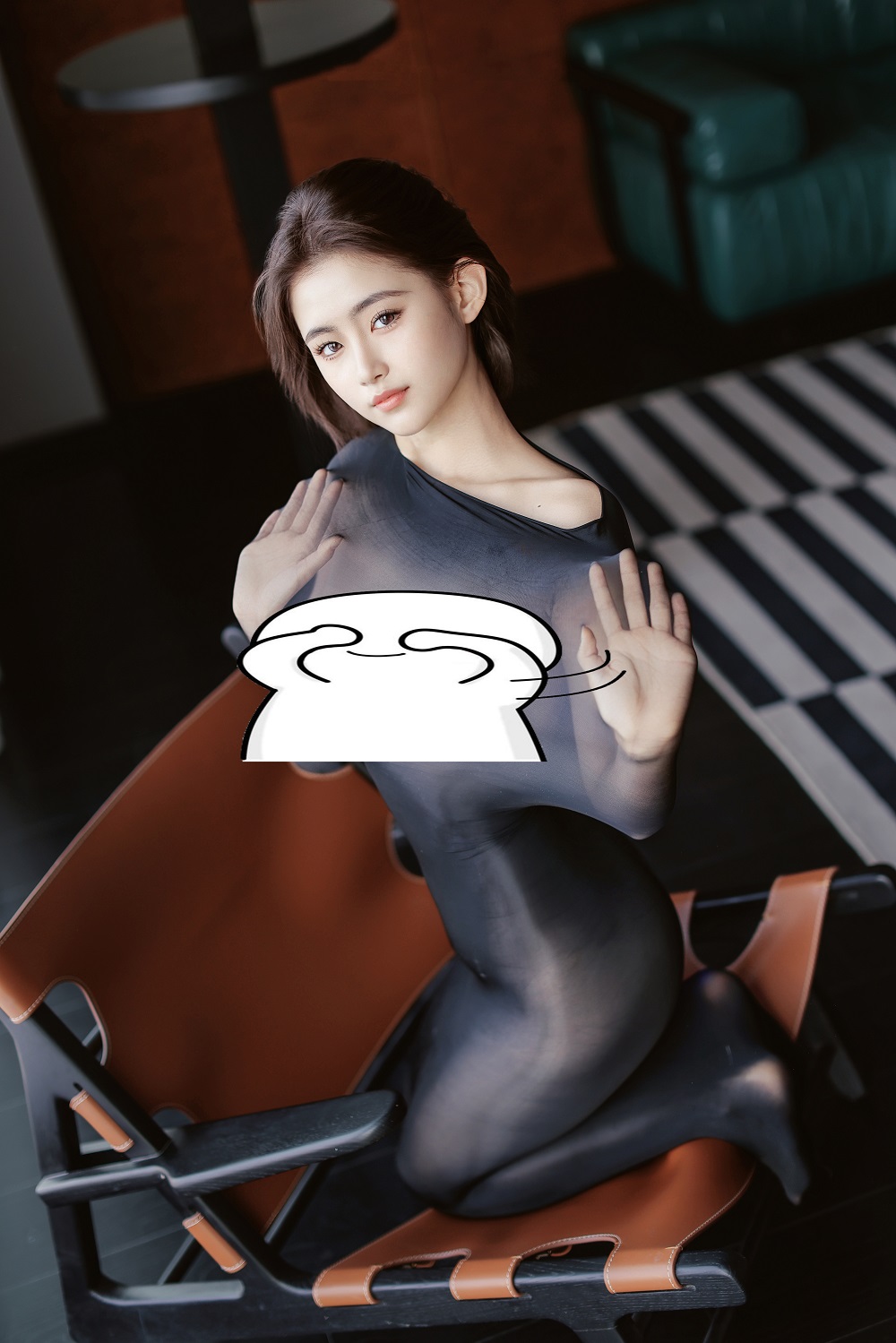 小橘子orange-内购助力作品-黑色连身丝袜[66P+5V] 写真散本 预览1图
